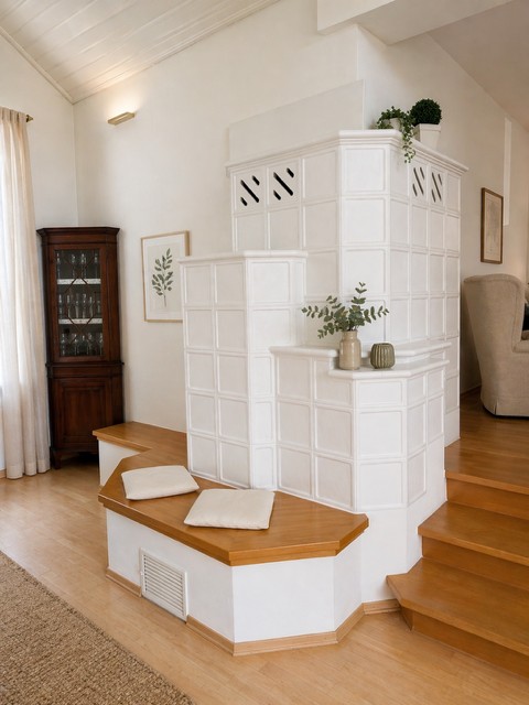 Kachelofen mit Gas beheizt Einfamilienhaus L�hne