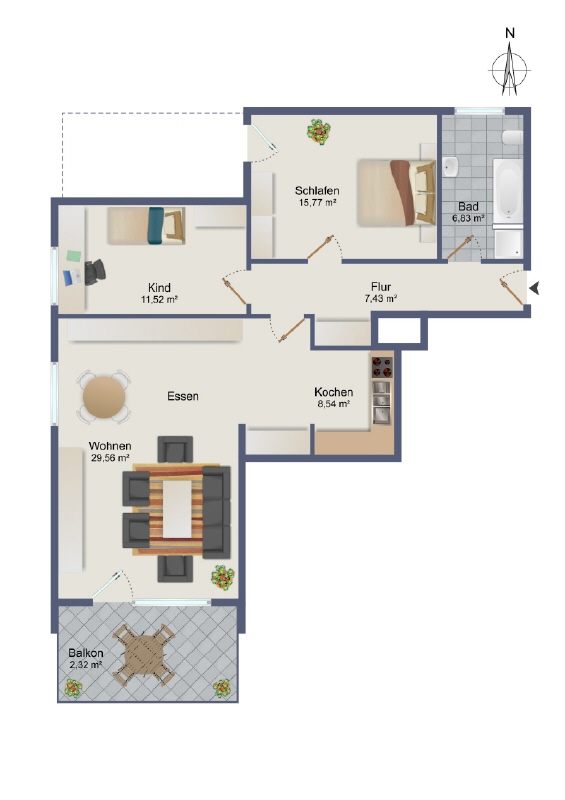 Grundriss ETW 3 Erdgeschosswohnung Bad Oeynhausen