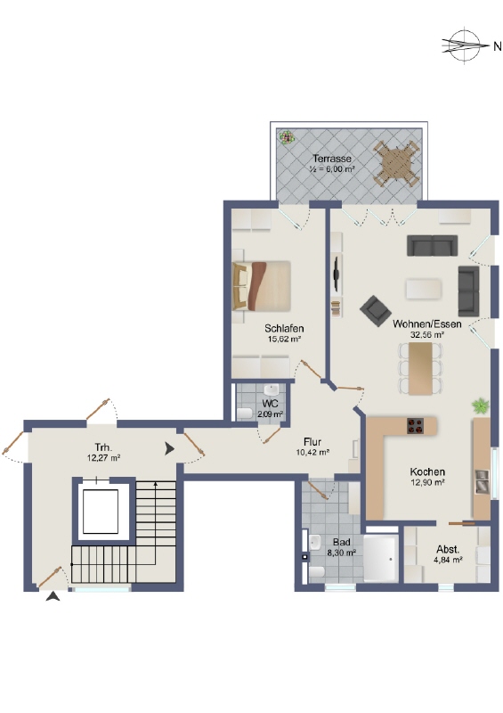 Grundriss Erdgeschosswohnung L�hne