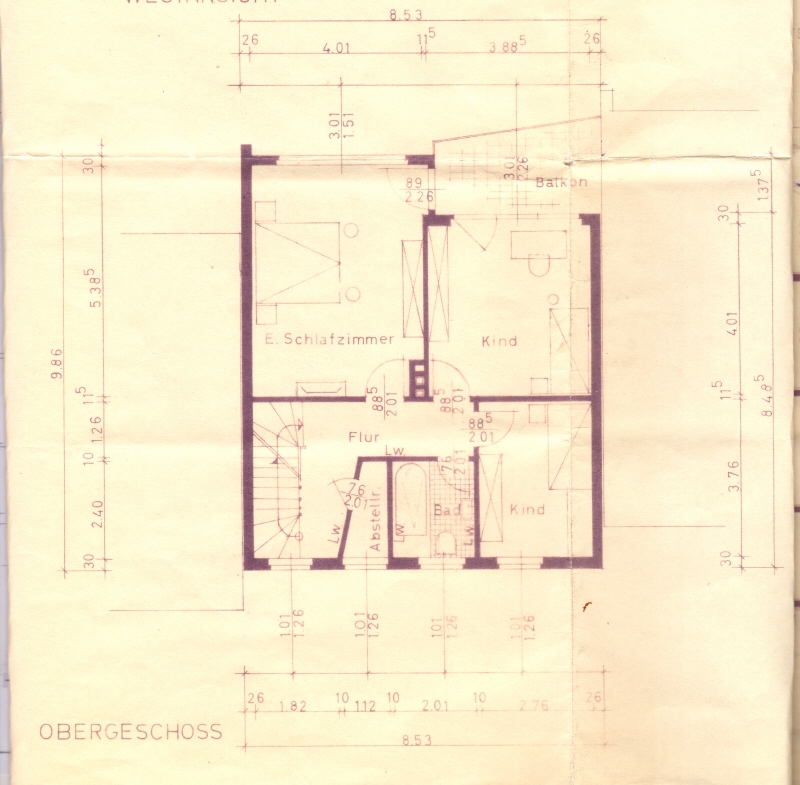 Grundriss OG Reihenmittelhaus B�nde