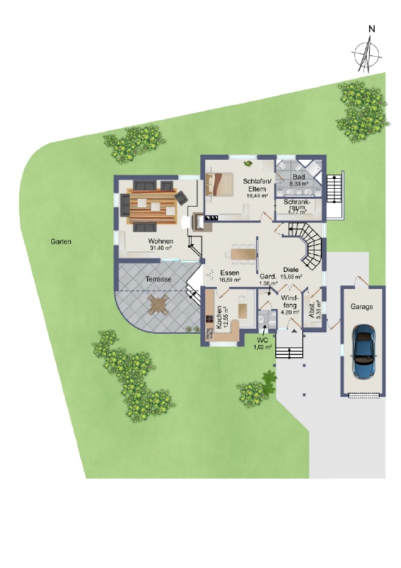 Erdgeschoss Einfamilienhaus L�hne